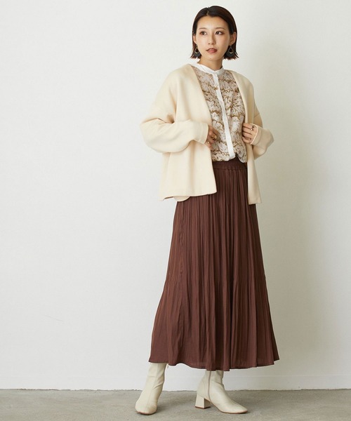 NICOLE white（ニコルホワイト）の「ボカシ柄バンドカラークレリックシャツ（シャツ/ブラウス・レディース・グレー系/ベージュ系・FREE）」の17枚目の写真