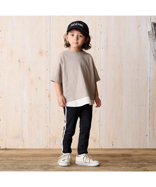 BREEZE（ブリーズ）の「スタメンパイピングレギンスパンツ 10分丈（その他パンツ・キッズ・ベージュ/ブラック・100/110/80/130/120/90）」の5枚目の写真