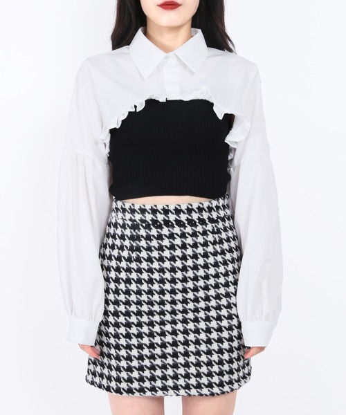 PHILLY（フィリー）の「ショートフリルブラウス（シャツ/ブラウス・レディース・ホワイト/ブラック・FREE）」の5枚目の写真