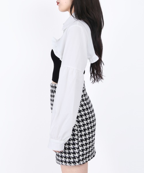 PHILLY（フィリー）の「ショートフリルブラウス（シャツ/ブラウス・レディース・ホワイト/ブラック・FREE）」の4枚目の写真