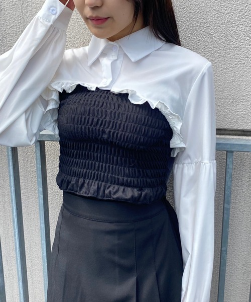 PHILLY（フィリー）の「ショートフリルブラウス（シャツ/ブラウス・レディース・ホワイト/ブラック・FREE）」の12枚目の写真