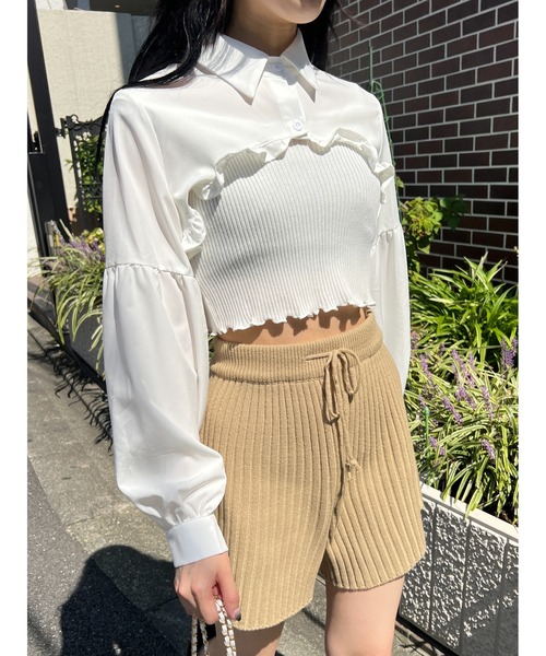 PHILLY（フィリー）の「ショートフリルブラウス（シャツ/ブラウス・レディース・ホワイト/ブラック・FREE）」の15枚目の写真