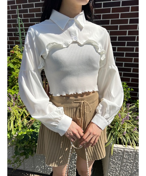 PHILLY（フィリー）の「ショートフリルブラウス（シャツ/ブラウス・レディース・ホワイト/ブラック・FREE）」の14枚目の写真