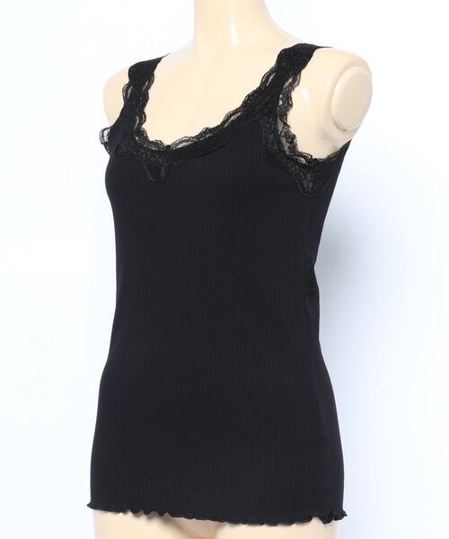 Allamanda（アラマンダ）の「レースタンク（タンクトップ・レディース・オフホワイト/ブラック・M）」の3枚目の写真