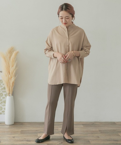 ITEMS URBANRESEARCH（アイテムズ アーバンリサーチ）の「ルーズスタンドカラーシャツ（シャツ/ブラウス・レディース・ブルー/ライトブルー/ベージュ/オフホワイト・FREE）」の9枚目の写真