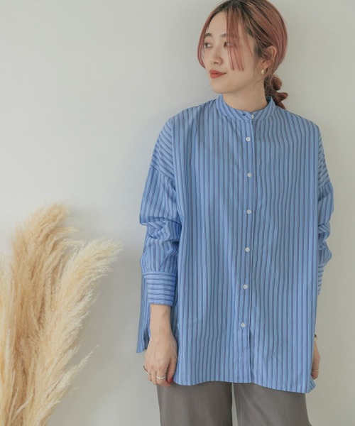 ITEMS URBANRESEARCH（アイテムズ アーバンリサーチ）の「ルーズスタンドカラーシャツ（シャツ/ブラウス・レディース・ブルー/ライトブルー/ベージュ/オフホワイト・FREE）」の15枚目の写真