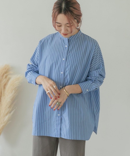 ITEMS URBANRESEARCH（アイテムズ アーバンリサーチ）の「ルーズスタンドカラーシャツ（シャツ/ブラウス・レディース・ブルー/ライトブルー/ベージュ/オフホワイト・FREE）」の20枚目の写真