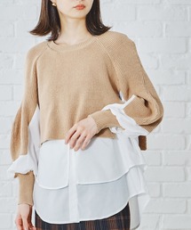 acro（アクロ）の「レイヤード風ニットドッキングブラウス/AC1135（シャツ/ブラウス）」