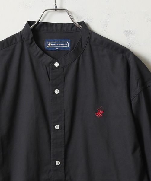 BEVERLY HILLS POLO CLUB(ビバリーヒルズポロクラブ)の「【BEVERLY HILLS POLO CLUB/ビバリーヒルズポロクラブ】カーボンピーチツイル刺繍入り ボタンダウンシャツ/スタンドカラーシャツ(シャツ/ブラウス・メンズ・ホワイト/ブラウン/ベージュ系その他/ワイン/ネイビー/サックスブルー/スミクロ/ベージュ/ブルー系その他/アクア/ネイビー系/グリーン系その他/ダークインディゴブルー/ブルー系その他3/ライトインディゴブルー/ブルー系その他2/ホワイト系その他/イエロー系その他/ブラック系その他/ライラック・M/LL/L)」の4枚目の写真