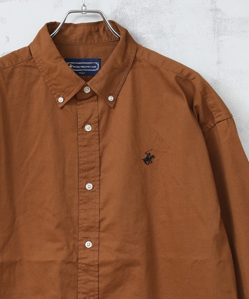 BEVERLY HILLS POLO CLUB(ビバリーヒルズポロクラブ)の「【BEVERLY HILLS POLO CLUB/ビバリーヒルズポロクラブ】カーボンピーチツイル刺繍入り ボタンダウンシャツ/スタンドカラーシャツ(シャツ/ブラウス・メンズ・ホワイト/ブラウン/ベージュ系その他/ワイン/ネイビー/サックスブルー/スミクロ/ベージュ/ブルー系その他/アクア/ネイビー系/グリーン系その他/ダークインディゴブルー/ブルー系その他3/ライトインディゴブルー/ブルー系その他2/ホワイト系その他/イエロー系その他/ブラック系その他/ライラック・M/LL/L)」の6枚目の写真