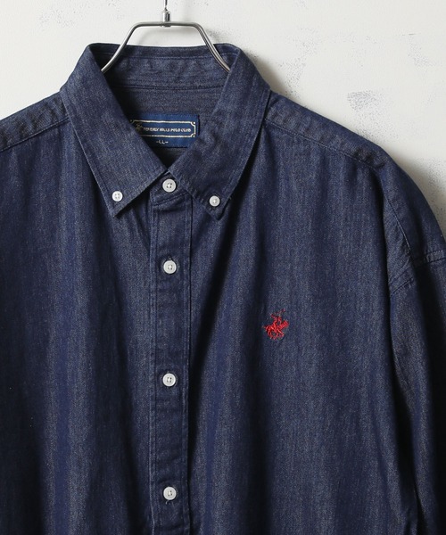 BEVERLY HILLS POLO CLUB(ビバリーヒルズポロクラブ)の「【BEVERLY HILLS POLO CLUB/ビバリーヒルズポロクラブ】カーボンピーチツイル刺繍入り ボタンダウンシャツ/スタンドカラーシャツ(シャツ/ブラウス・メンズ・ホワイト/ブラウン/ベージュ系その他/ワイン/ネイビー/サックスブルー/スミクロ/ベージュ/ブルー系その他/アクア/ネイビー系/グリーン系その他/ダークインディゴブルー/ブルー系その他3/ライトインディゴブルー/ブルー系その他2/ホワイト系その他/イエロー系その他/ブラック系その他/ライラック・M/LL/L)」の11枚目の写真