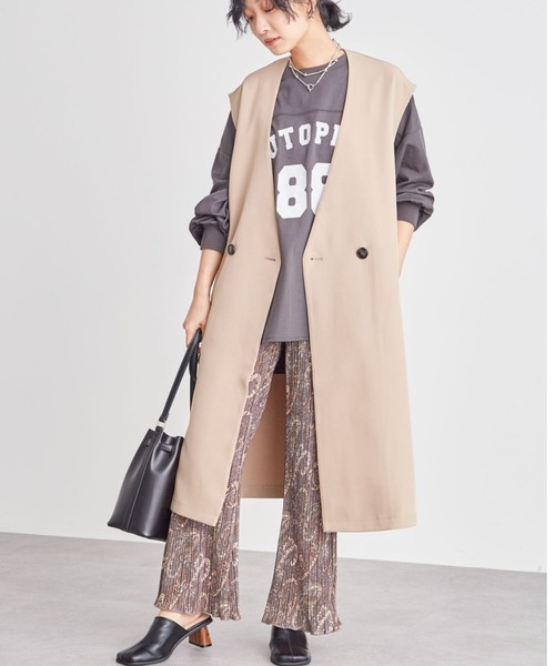 Green Parks(グリーンパークス)の「・ELENCARE DUE オーバーロングベスト*(ベスト・レディース・ブラック/ベージュ・FREE)」の3枚目の写真