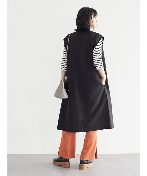 Green Parks(グリーンパークス)の「・ELENCARE DUE オーバーロングベスト*(ベスト・レディース・ブラック/ベージュ・FREE)」の11枚目の写真