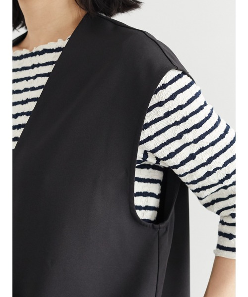 Green Parks(グリーンパークス)の「・ELENCARE DUE オーバーロングベスト*(ベスト・レディース・ブラック/ベージュ・FREE)」の8枚目の写真