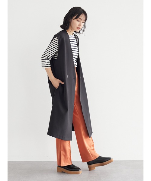 Green Parks(グリーンパークス)の「・ELENCARE DUE オーバーロングベスト*(ベスト・レディース・ブラック/ベージュ・FREE)」の9枚目の写真