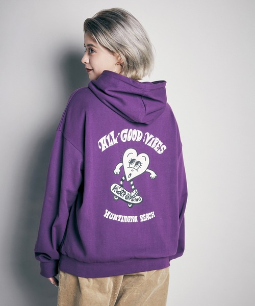 ROXY（ロキシー）の「CHOCOMOO HOODIE/ロキシープルオーバーパーカー（パーカー・レディース・ピンク/ベージュ/ブラック・MEDIUM/LARGE/SMALL）」の3枚目の写真