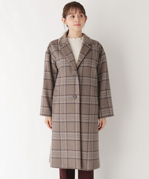 ◇laura ashley◇ウール混チェックチェスターコート