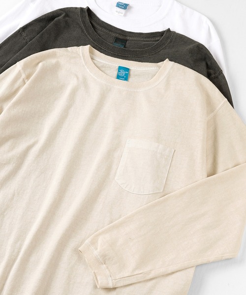 Good On（グッドオン）の「【Good On/グッドオン】ロングスリーブ ポケットTシャツ/長袖Tシャツ（Tシャツ/カットソー・メンズ・ホワイト/ブラック/ブルーグリーン/ネイビー/クリーム・M/L/XL）」の3枚目の写真