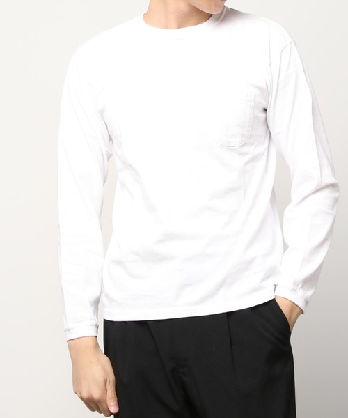 Good On（グッドオン）の「【Good On/グッドオン】ロングスリーブ ポケットTシャツ/長袖Tシャツ（Tシャツ/カットソー・メンズ・ホワイト/ブラック/ブルーグリーン/ネイビー/クリーム・M/L/XL）」の8枚目の写真