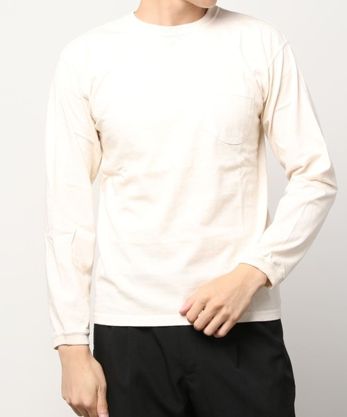 Good On（グッドオン）の「【Good On/グッドオン】ロングスリーブ ポケットTシャツ/長袖Tシャツ（Tシャツ/カットソー・メンズ・ホワイト/ブラック/ブルーグリーン/ネイビー/クリーム・M/L/XL）」の10枚目の写真