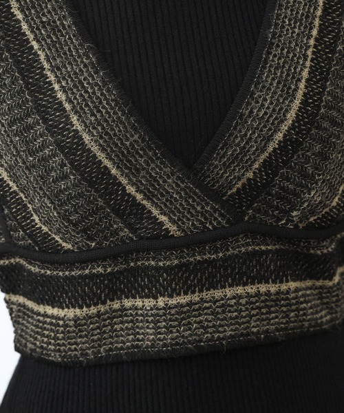 COLONY 2139(コロニートゥーワンスリーナイン)の「モヘヤ混ジャガード柄ニットビスチェ(セットアップ対応)(ベスト・レディース・ブラック/グレイッシュベージュ/グリーン/パープル・FREE)」の12枚目の写真