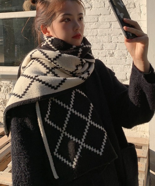 ダイヤモンドパターン マフラー ダイヤ柄リバーシブルマフラー【ZOZOTOWN限定】（ストール/ショール