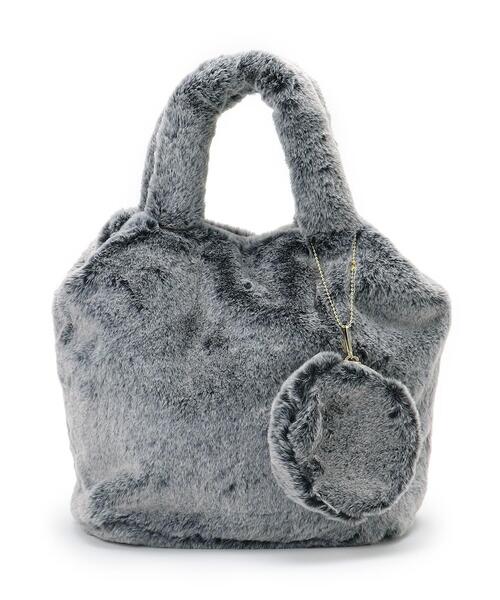 SHOO・LA・RUE（シューラルー）の「◆スノートップフェイクファーランチトート（トートバッグ・レディース・ベージュ/サンドベージュ/ベージュ系その他7/ブラック・00）」の2枚目の写真