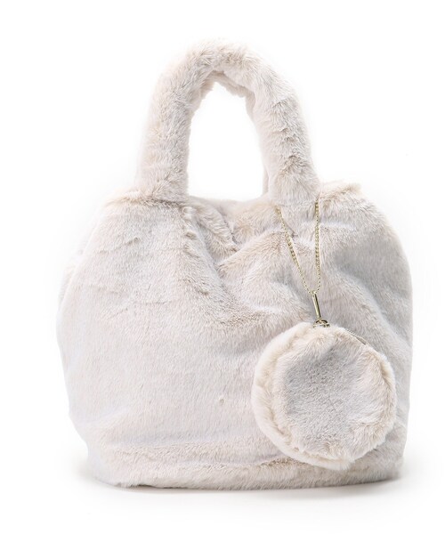 SHOO・LA・RUE（シューラルー）の「◆スノートップフェイクファーランチトート（トートバッグ・レディース・ベージュ/サンドベージュ/ベージュ系その他7/ブラック・00）」の5枚目の写真