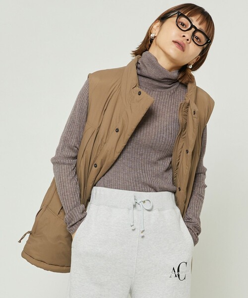 FREAK'S STORE（フリークスストア）の「ウォッシャブルタートルネックリブニット（ニット/セーター・レディース・オフホワイト/サックスブルー/ブラック/グリーン/グレー/レンガ・ﾌﾘ-）」の3枚目の写真