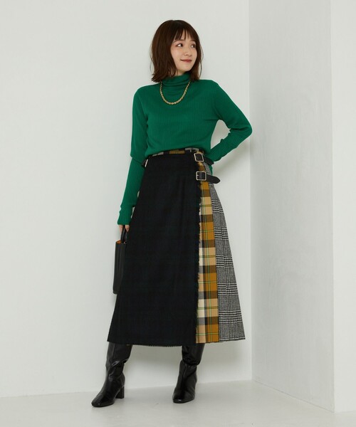 FREAK'S STORE（フリークスストア）の「ウォッシャブルタートルネックリブニット（ニット/セーター・レディース・オフホワイト/サックスブルー/ブラック/グリーン/グレー/レンガ・ﾌﾘ-）」の9枚目の写真