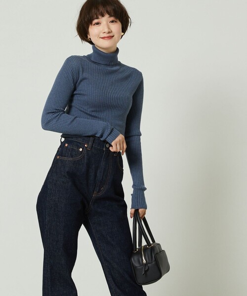 FREAK'S STORE（フリークスストア）の「ウォッシャブルタートルネックリブニット（ニット/セーター・レディース・オフホワイト/サックスブルー/ブラック/グリーン/グレー/レンガ・ﾌﾘ-）」の17枚目の写真