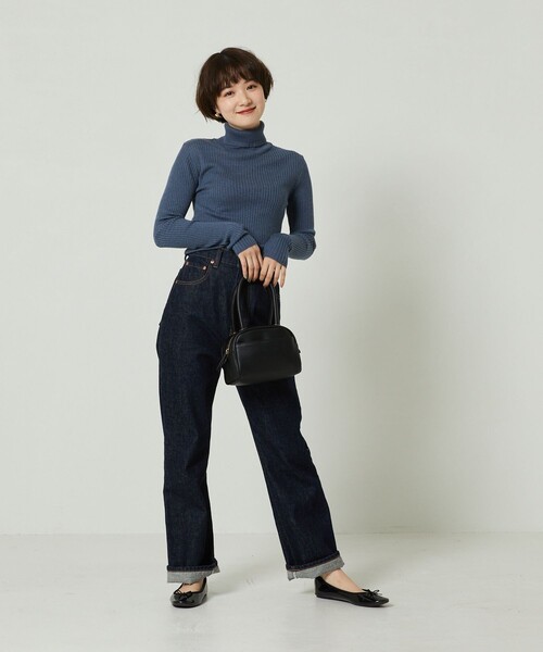 FREAK'S STORE（フリークスストア）の「ウォッシャブルタートルネックリブニット（ニット/セーター・レディース・オフホワイト/サックスブルー/ブラック/グリーン/グレー/レンガ・ﾌﾘ-）」の18枚目の写真