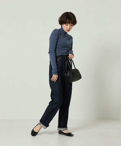 FREAK'S STORE（フリークスストア）の「ウォッシャブルタートルネックリブニット（ニット/セーター・レディース・オフホワイト/サックスブルー/ブラック/グリーン/グレー/レンガ・ﾌﾘ-）」の19枚目の写真