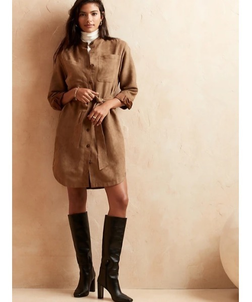 セール Banana Republic Store バナナリパブリック Factory Store Banana Banana Factory Store バナナリパブリック ファクトリーストア のファッション Factory ヴィーガンスエードシャツドレス ワンピース Republic