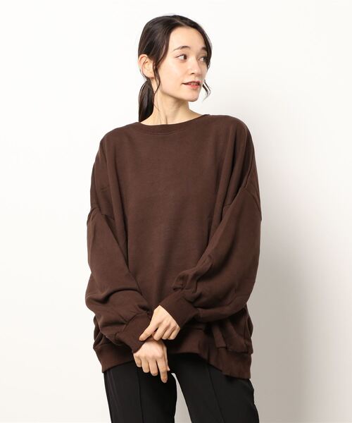 STYLEBLOCK（スタイルブロック）の「裏起毛フロッキープリントオーバーサイズプルオーバー（スウェット・レディース・グレイッシュベージュ/ホワイト系その他/オリーブ/ダークブラウン・M）」の2枚目の写真