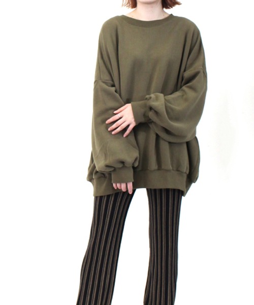 STYLEBLOCK（スタイルブロック）の「裏起毛フロッキープリントオーバーサイズプルオーバー（スウェット・レディース・グレイッシュベージュ/ホワイト系その他/オリーブ/ダークブラウン・M）」の4枚目の写真