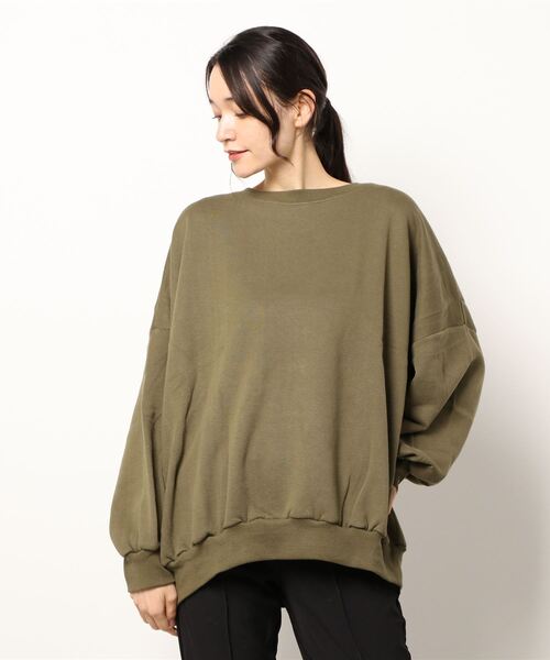 STYLEBLOCK（スタイルブロック）の「裏起毛フロッキープリントオーバーサイズプルオーバー（スウェット・レディース・グレイッシュベージュ/ホワイト系その他/オリーブ/ダークブラウン・M）」の10枚目の写真