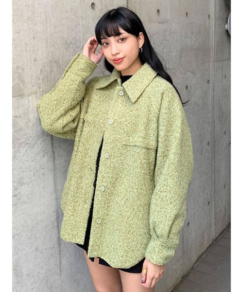 EMODA（エモダ）の「ブラッシュドシャツブルゾン（ブルゾン・レディース・グレー/ブラック/ミント・FREE）」の3枚目の写真