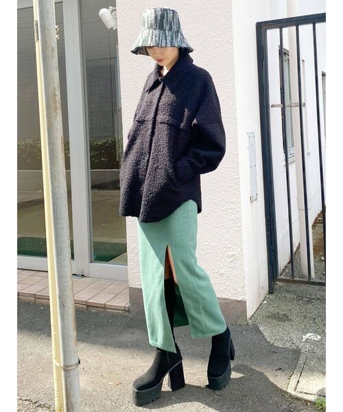 EMODA（エモダ）の「ブラッシュドシャツブルゾン（ブルゾン・レディース・グレー/ブラック/ミント・FREE）」の16枚目の写真