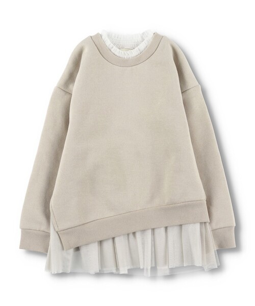 BRANSHES（ブランシェス）の「【あったか】裾チュール裏起毛トレーナー（スウェット・キッズ・ライトベージュ/ピンク・120/140/100/150/110/130/90）」の13枚目の写真