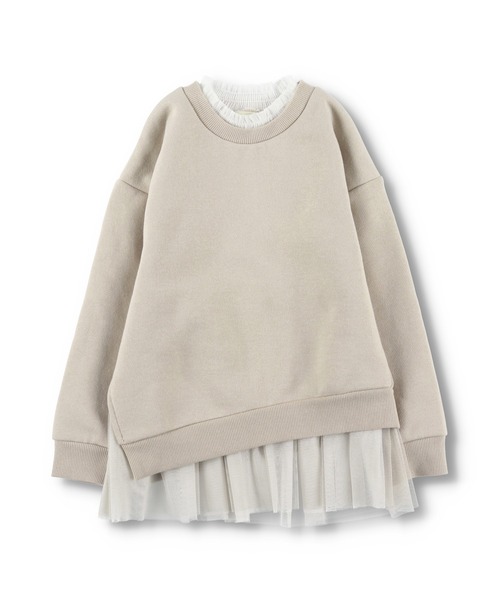 BRANSHES（ブランシェス）の「【あったか】裾チュール裏起毛トレーナー（スウェット・キッズ・ライトベージュ/ピンク・120/140/100/150/110/130/90）」の11枚目の写真