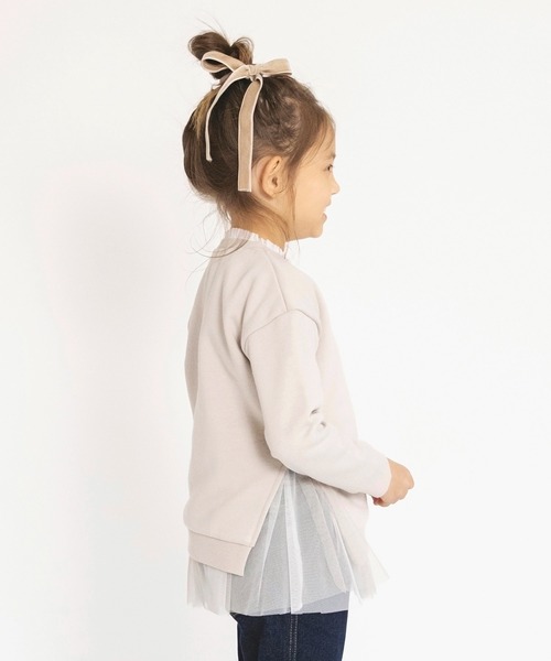 BRANSHES（ブランシェス）の「【あったか】裾チュール裏起毛トレーナー（スウェット・キッズ・ライトベージュ/ピンク・120/140/100/150/110/130/90）」の5枚目の写真