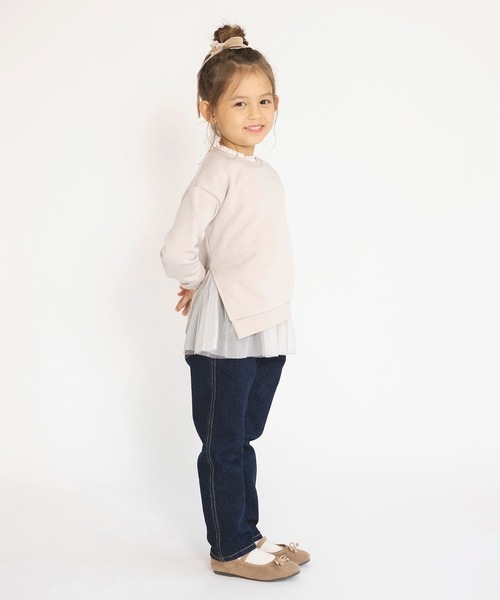 BRANSHES（ブランシェス）の「【あったか】裾チュール裏起毛トレーナー（スウェット・キッズ・ライトベージュ/ピンク・120/140/100/150/110/130/90）」の9枚目の写真