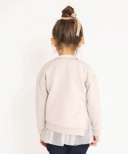 BRANSHES（ブランシェス）の「【あったか】裾チュール裏起毛トレーナー（スウェット・キッズ・ライトベージュ/ピンク・120/140/100/150/110/130/90）」の6枚目の写真