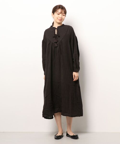 Samansa Mos2（サマンサ モスモス）の「胸元キルトワンピース（ワンピース・レディース・ブラック/ピンク/イエロー/グリーン/キナリ・ﾌﾘ-）」の3枚目の写真