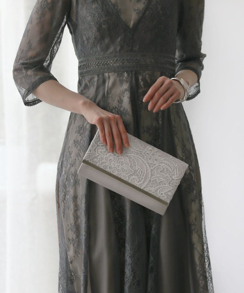 Kana（カナ）の「レース刺繍 シンプル スクエア 3Way パーティーバッグ 結婚式 お呼ばれ オケージョン（ショルダーバッグ・レディース・シルバー/ブラック/ベージュ・フリー）」の6枚目の写真