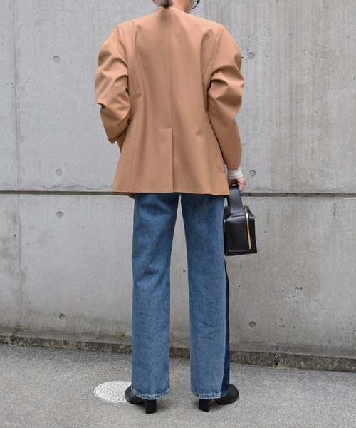 Marient（マリエント）の「マーレノーカラーJK（ノーカラージャケット・レディース・ネイビー/ベージュ・FREE）」の7枚目の写真