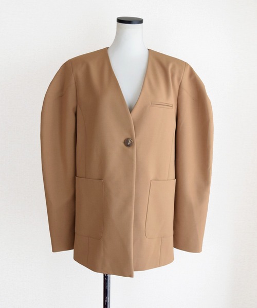 Marient（マリエント）の「マーレノーカラーJK（ノーカラージャケット・レディース・ネイビー/ベージュ・FREE）」の8枚目の写真