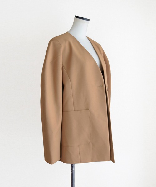 Marient（マリエント）の「マーレノーカラーJK（ノーカラージャケット・レディース・ネイビー/ベージュ・FREE）」の9枚目の写真