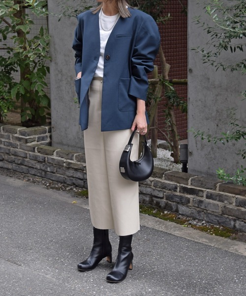 Marient（マリエント）の「マーレノーカラーJK（ノーカラージャケット・レディース・ネイビー/ベージュ・FREE）」の16枚目の写真